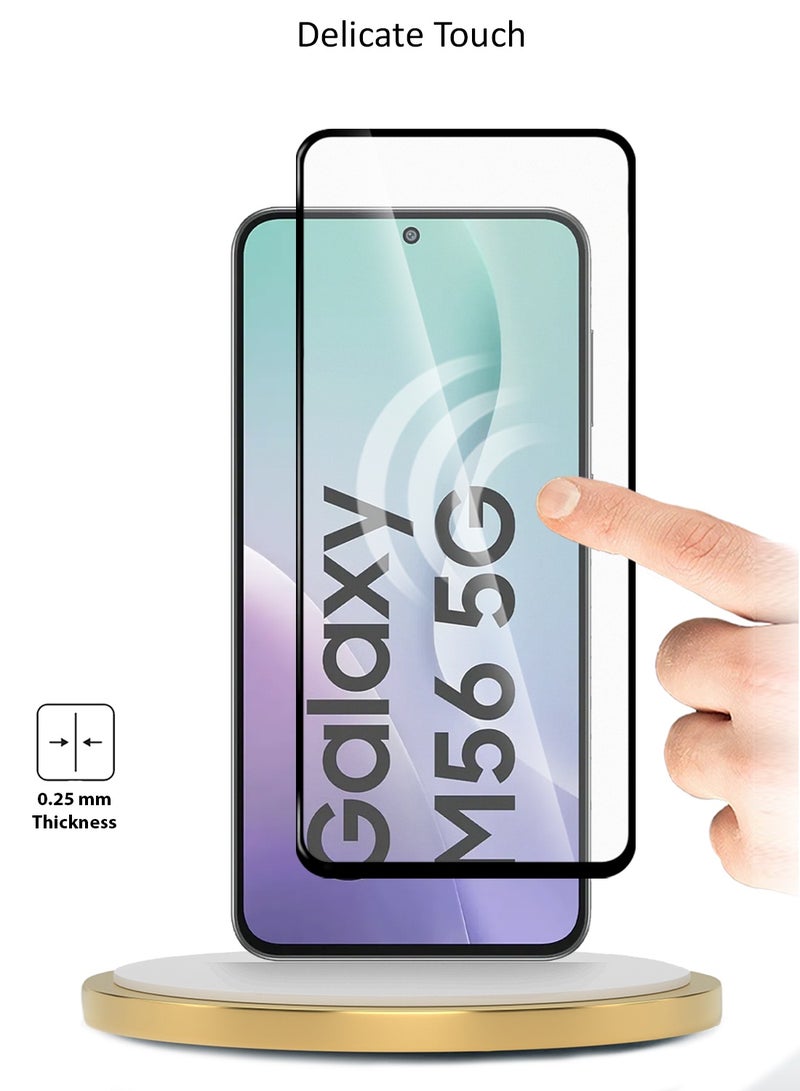 Wtech Samsung Galaxy M56 / Samsung Galaxy F56 5G 2025 Premium E2E Series Full Glue Full Cover Tempered Glass Screen Protector (MSGECN) - Clear/Black - Image 4