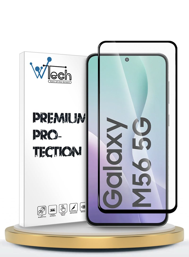 Wtech Samsung Galaxy M56 / Samsung Galaxy F56 5G 2025 Premium E2E Series Full Glue Full Cover Tempered Glass Screen Protector (MSGECN) - Clear/Black - Image 1