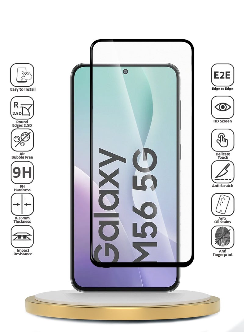 Wtech Samsung Galaxy M56 / Samsung Galaxy F56 5G 2025 Premium E2E Series Full Glue Full Cover Tempered Glass Screen Protector (MSGECN) - Clear/Black - Image 2