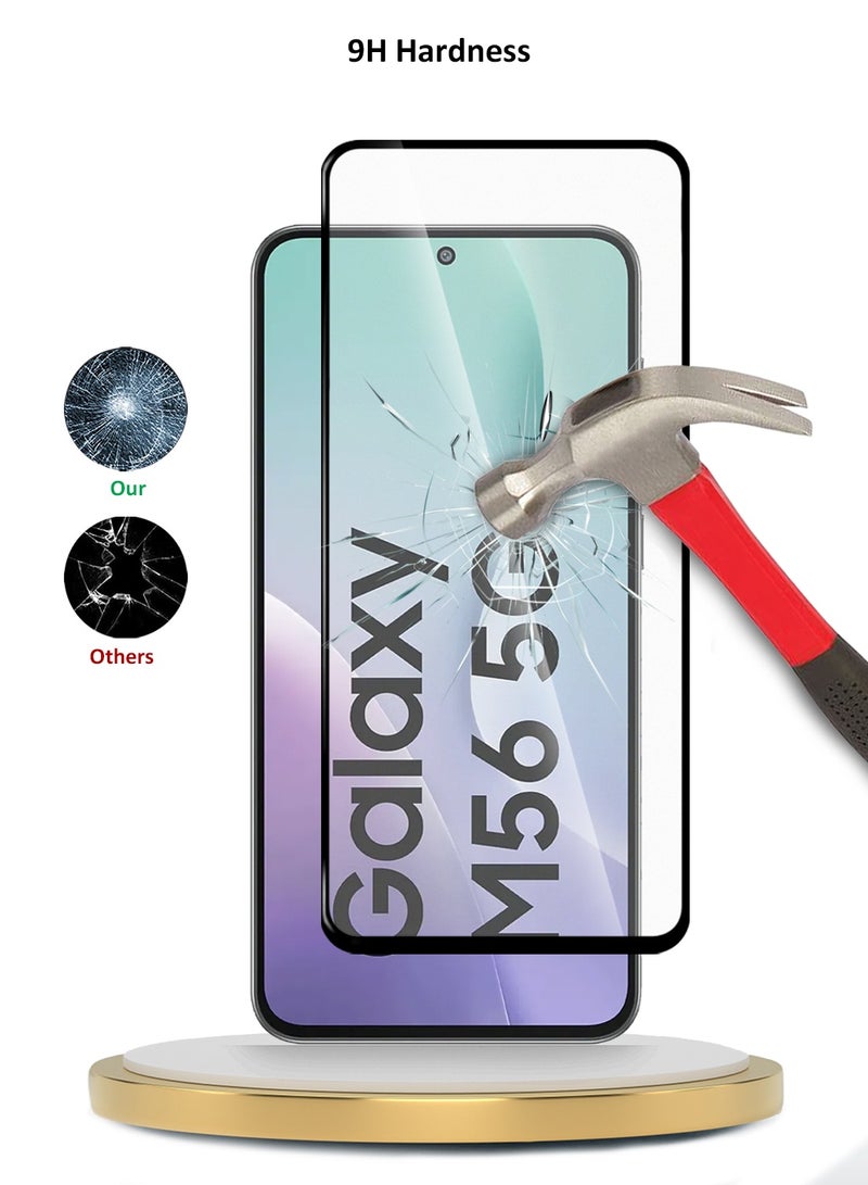 Wtech Samsung Galaxy M56 / Samsung Galaxy F56 5G 2025 Premium E2E Series Full Glue Full Cover Tempered Glass Screen Protector (MSGECN) - Clear/Black - Image 3