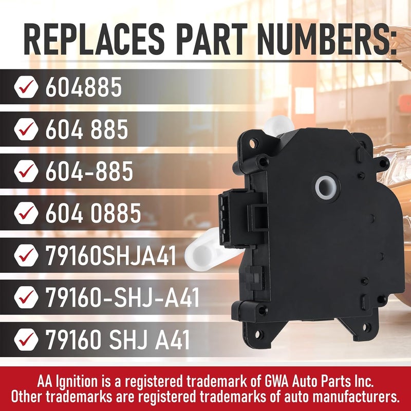 AA Ignition HVAC Air Blend Door Actuator Heater Replacement- Compatible with Honda Vehicles - 2005-2010 Odyssey, 2006-2014 Ridgeline - Replaces 604885, 604-885, 79160SHJA41 - Air Door Blend Control Actuator - Image 3