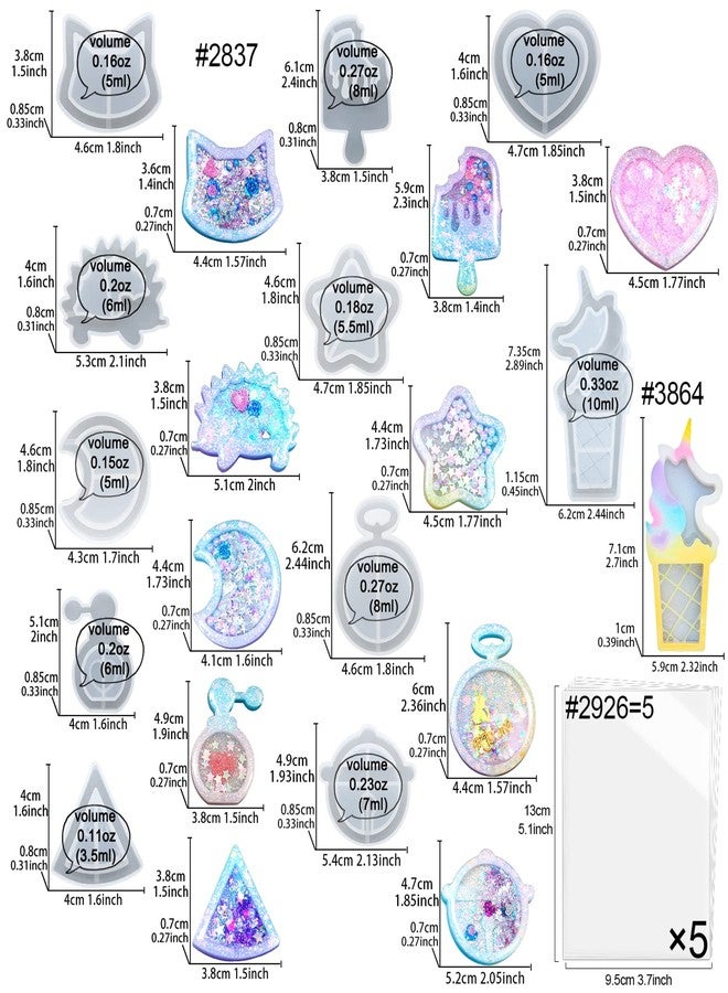 FUNSHOWCASE Resin Shaker Molds Set Charms Pendant Jewelry Making Supplies 11 Trays Bundle with 5 Seal Films and Tutorial Manual - Image 2