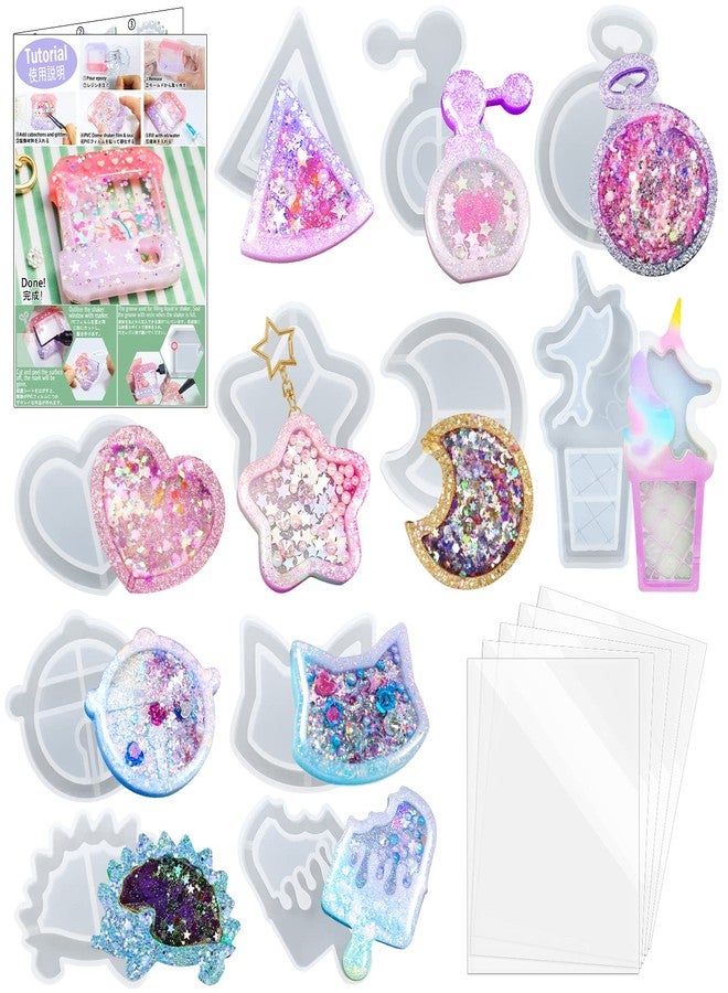 FUNSHOWCASE Resin Shaker Molds Set Charms Pendant Jewelry Making Supplies 11 Trays Bundle with 5 Seal Films and Tutorial Manual - Image 1