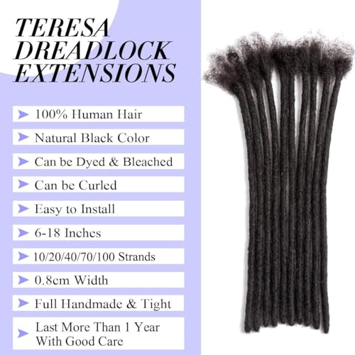 JIAJIA Teresa Medium 08cm and Small 04cm Width 618 Inch 100 Human Hair Dreadlock Extensions for MenWomenKids Full Handmade Permanent Loc Extensions Human Hair Bundles16 Inch 10 Strands - Image 3