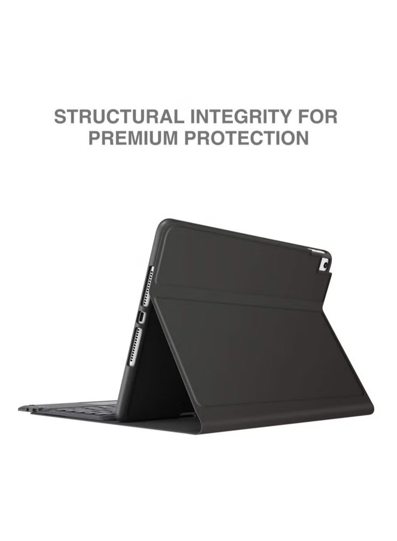 حافظة لوحة مفاتيح مع لوحة لمس لجهاز iPad 10.2 الجيل التاسع 2021 / الجيل الثامن 2020 / الجيل السابع 2019 حافظة لوحة مفاتيح لاسلكية قابلة للفصل مغناطيسيًا لجهاز iPad الجديد 10.2 مزودة بلوحة تتبع وحامل قلم (أسود) - Image 5