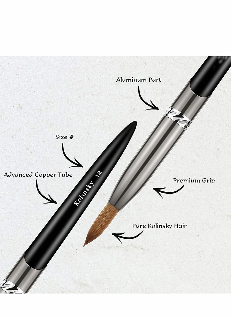 Excefore Acrylic Nail Brush, Oval Crimped Sable Acrylic Brush Wood Nail Art Brush for Acrylic Application Manicure Tool, Black - Image 3