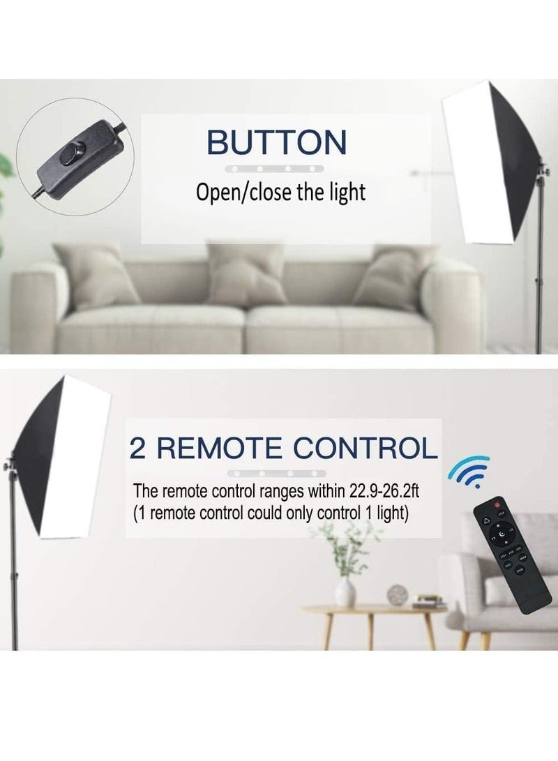 إكسريا Xria Softbox LED Light Kit 50×70cm, 85W Dimmable Bi-Color 3200K–6500K Studio Lighting with Remote & 2m Tripod for Photography, Video, YouTube, TikTok & Vlogging - Image 4