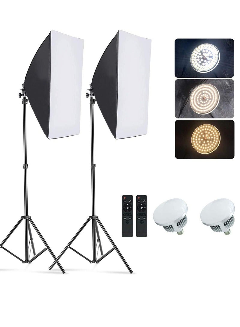 إكسريا Xria Softbox LED Light Kit 50×70cm, 85W Dimmable Bi-Color 3200K–6500K Studio Lighting with Remote & 2m Tripod for Photography, Video, YouTube, TikTok & Vlogging - Image 5