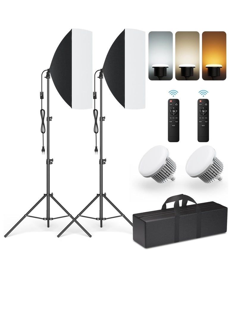 إكسريا Xria Softbox LED Light Kit 50×70cm, 85W Dimmable Bi-Color 3200K–6500K Studio Lighting with Remote & 2m Tripod for Photography, Video, YouTube, TikTok & Vlogging - Image 1