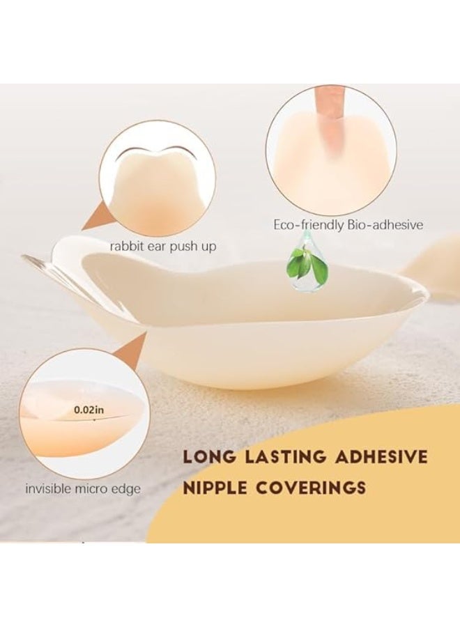 Seamless Cover Ultra-Thin Lifting Sticky Petals Nipple Covers Strapless Adhesive Bras Silicone Breast Pasties, M - Image 2