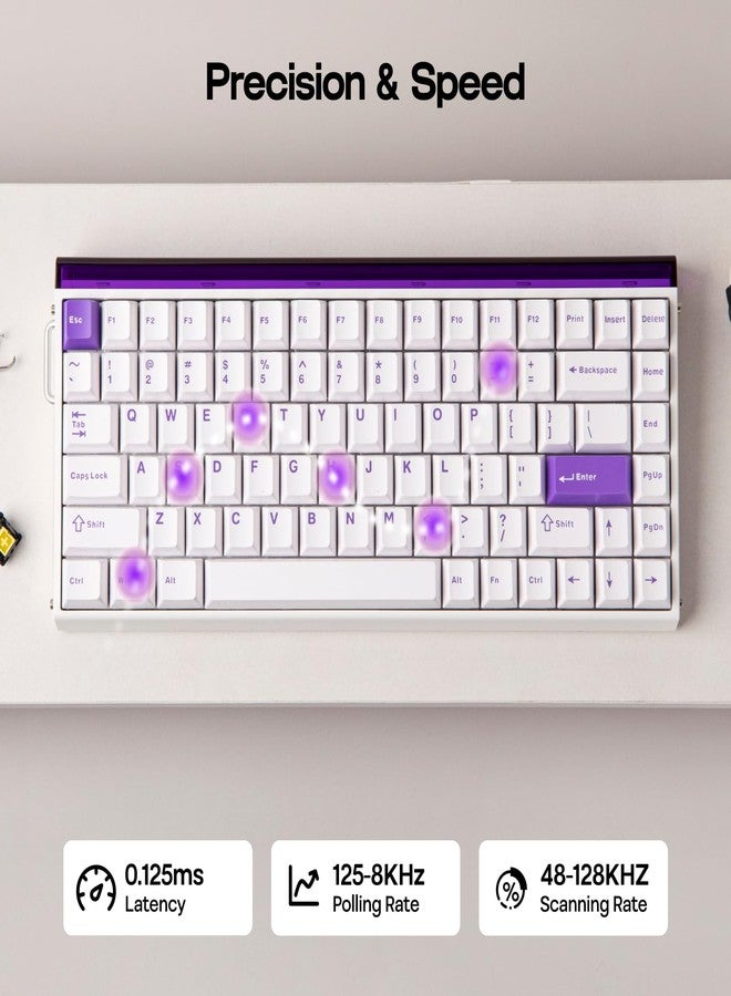 EPOMAKER Aula Hero84 HE Wired Hall Effect Keyboard with RGB Lightbox, 0.01mm Adjustable Actuation, 8KHz Polling, 0.125ms Latency, Snap Key, SOCD, Magnetic Gaming Keyboard (White&Purple) - Image 4