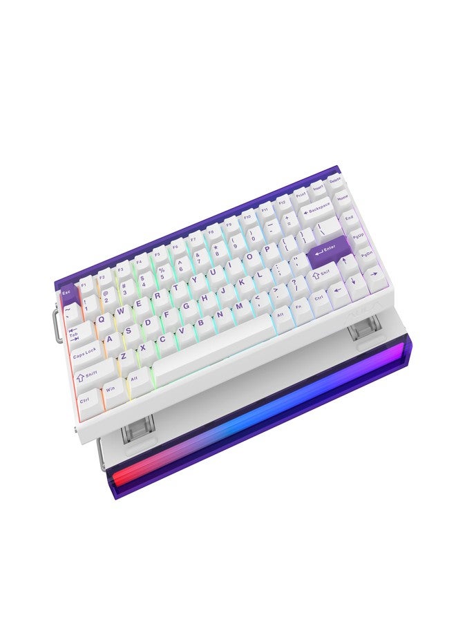 EPOMAKER Aula Hero84 HE Wired Hall Effect Keyboard with RGB Lightbox, 0.01mm Adjustable Actuation, 8KHz Polling, 0.125ms Latency, Snap Key, SOCD, Magnetic Gaming Keyboard (White&Purple) - Image 1