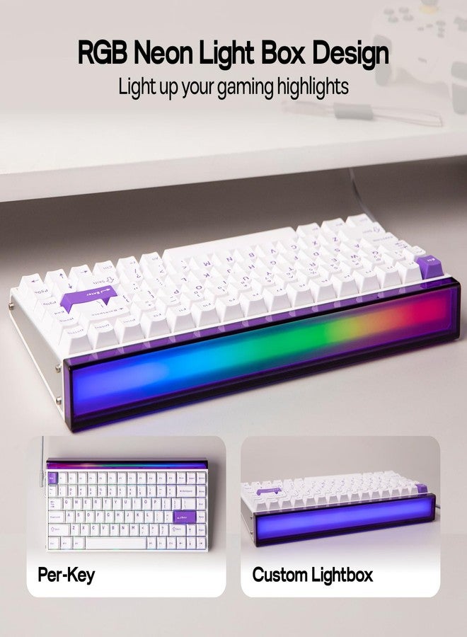EPOMAKER Aula Hero84 HE Wired Hall Effect Keyboard with RGB Lightbox, 0.01mm Adjustable Actuation, 8KHz Polling, 0.125ms Latency, Snap Key, SOCD, Magnetic Gaming Keyboard (White&Purple) - Image 3