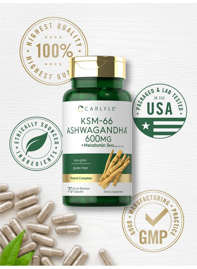 CARLYLE Carlyle KSM-66 Ashwagandha Capsules 600mg | 70 Count | with Melatonin 5mg | Potent Complex | Non-GMO, Gluten Free  - Image 5