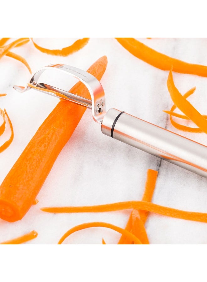 Restaurantware Met Lux 7.5 Inch Vegetable Skin Peeler, 1 Double-Sided Carrot Peeler - Non-Slip Grip, Hanging Loop, Stainless Steel Potato Peeler, Dishwasher-Safe, For Apples And Cucumbers - Image 3