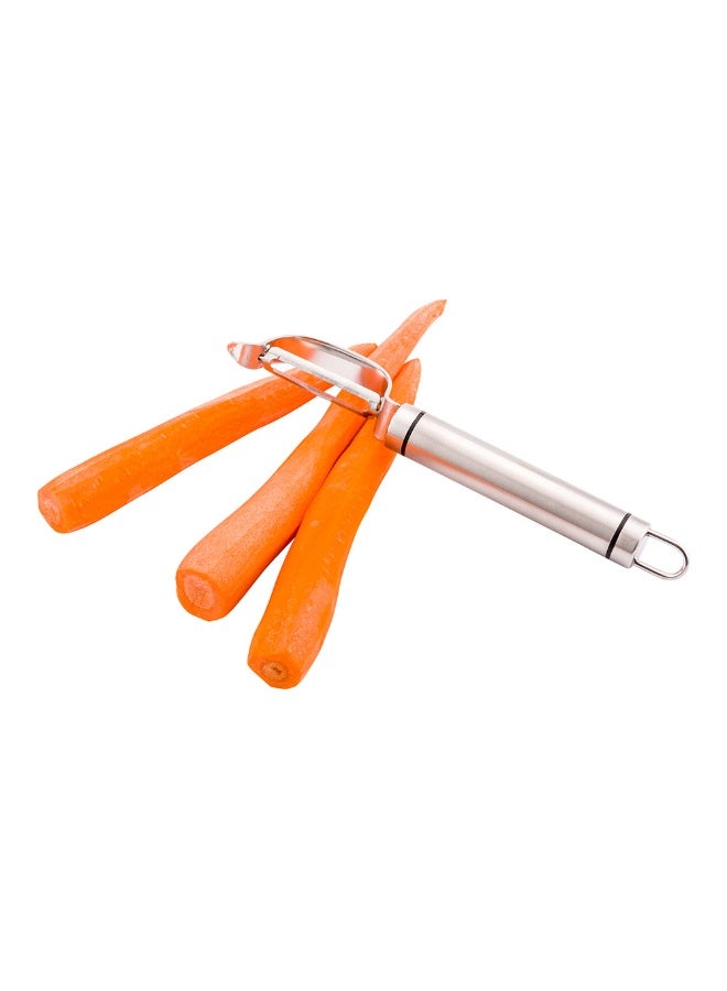 Restaurantware Met Lux 7.5 Inch Vegetable Skin Peeler, 1 Double-Sided Carrot Peeler - Non-Slip Grip, Hanging Loop, Stainless Steel Potato Peeler, Dishwasher-Safe, For Apples And Cucumbers - Image 2