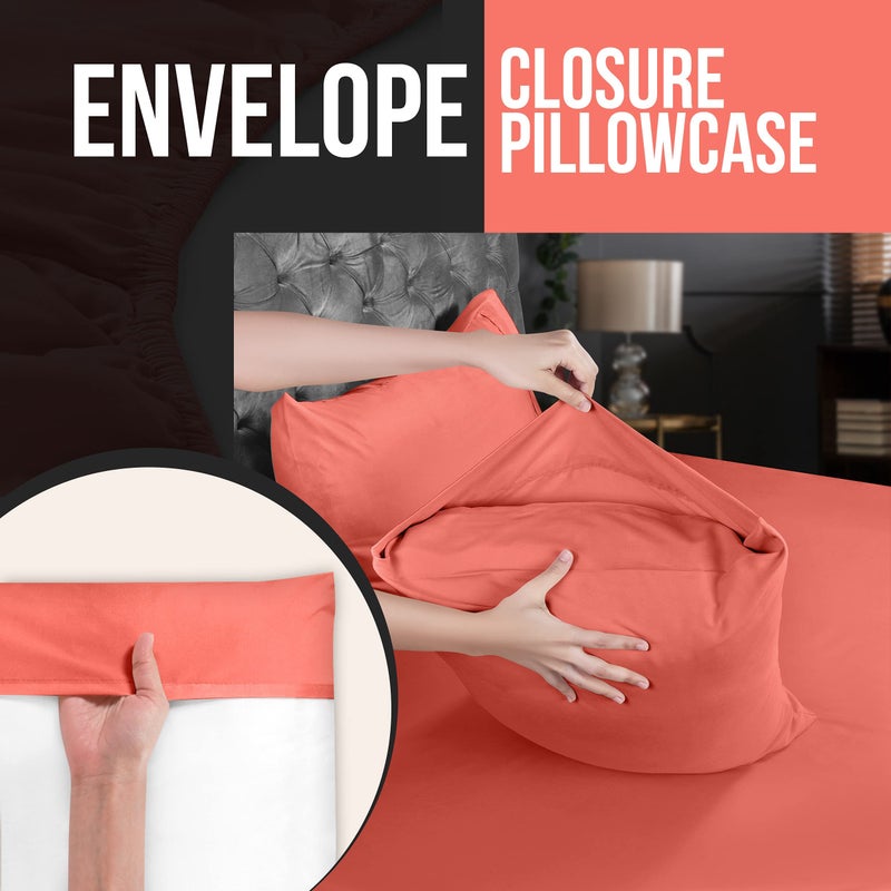 Utopia Bedding King Pillow Cases - 4 Pack - Envelope Closure - Soft Brushed Microfiber Fabric - Shrinkage and Fade Resistant Pillow Covers King Size 20 X 40 Inches (King  Coral) - Image 4