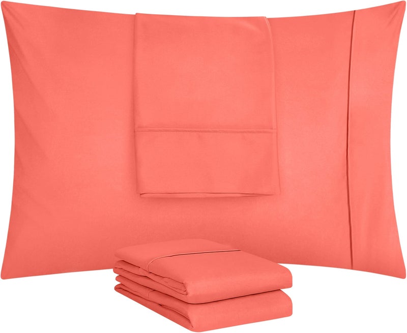 Utopia Bedding King Pillow Cases - 4 Pack - Envelope Closure - Soft Brushed Microfiber Fabric - Shrinkage and Fade Resistant Pillow Covers King Size 20 X 40 Inches (King  Coral) - Image 5