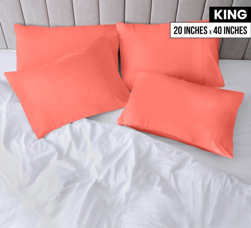 Utopia Bedding King Pillow Cases - 4 Pack - Envelope Closure - Soft Brushed Microfiber Fabric - Shrinkage and Fade Resistant Pillow Covers King Size 20 X 40 Inches (King  Coral) - Image 2