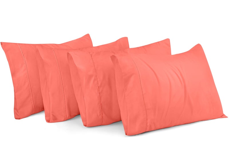 Utopia Bedding King Pillow Cases - 4 Pack - Envelope Closure - Soft Brushed Microfiber Fabric - Shrinkage and Fade Resistant Pillow Covers King Size 20 X 40 Inches (King  Coral) - Image 1