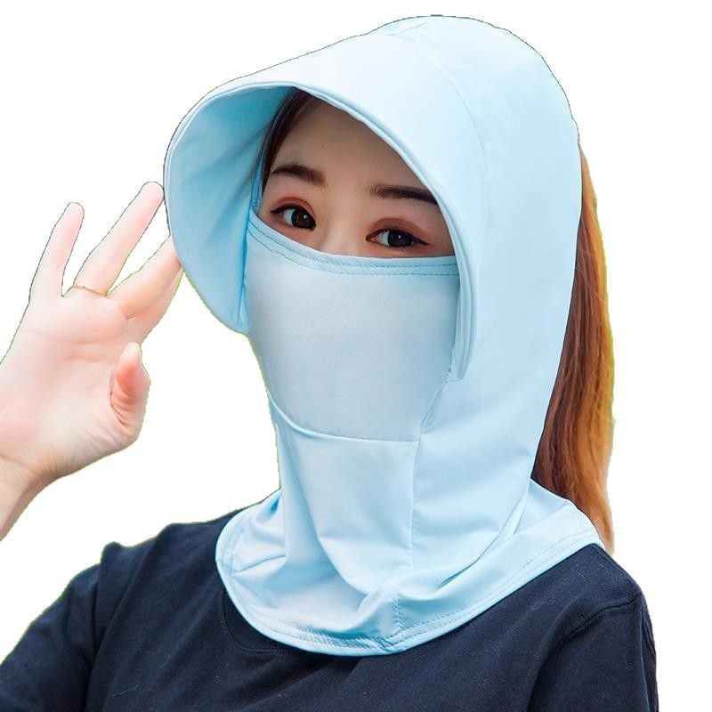 قبعة شمسية نسائية من الحرير الجليدي مع غطاء رقبة، حافة كبيرة، حماية من الأشعة فوق البنفسجية - Image 4