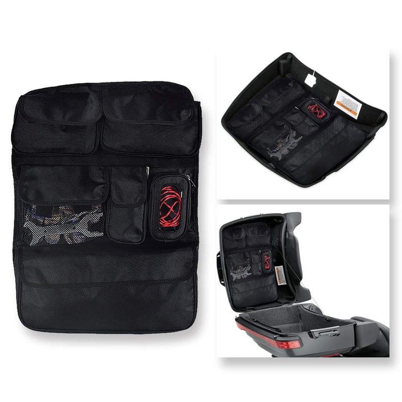 CARGLETRUE Motorcycle Tour Pak Pack Lid Organizer Tool Bags Fit For Harley Touring Road Glide Street Glide Road King Electra Glide CVO 19932024