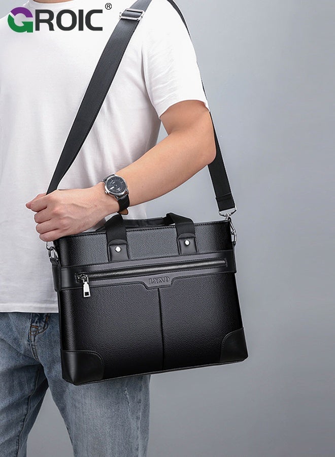 GROIC Leather briefcases Laptop Messenger Bags for Men,Computer Shoulder Bag Professional Office Satchel for Work Business,Shoulder Handbags with Wallet - Image 4