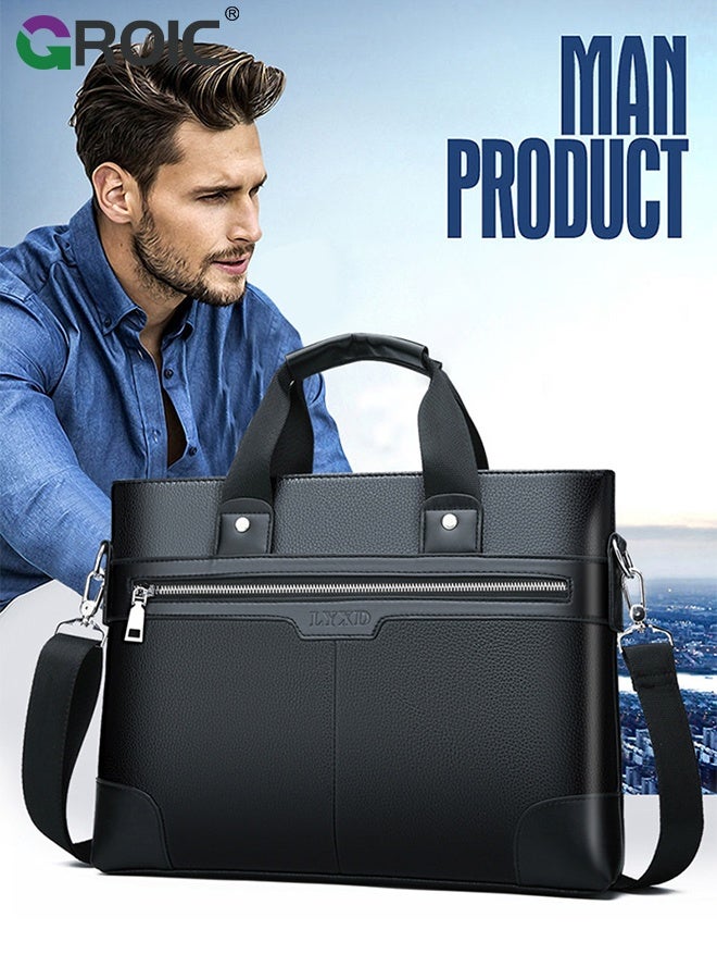 GROIC Leather briefcases Laptop Messenger Bags for Men,Computer Shoulder Bag Professional Office Satchel for Work Business,Shoulder Handbags with Wallet - Image 2