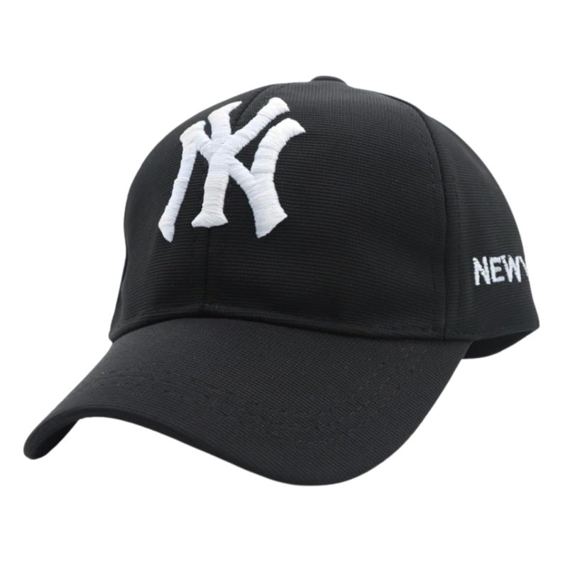 JAMONT NY Baseball Cap for Kids, Adjustable Black Cotton Summer Cap, Unisex Sports Cap - Image 1