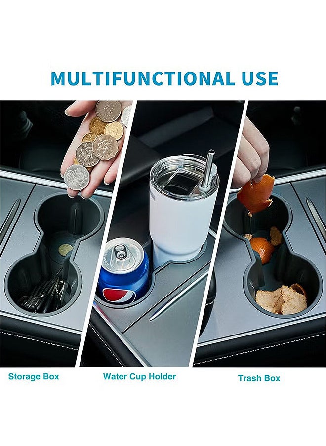 Depend - Center Console Cup Holder Insert Compatible With Tesla Model 3 / Y Accessories Only Fit New Console (Gray) - Image 1