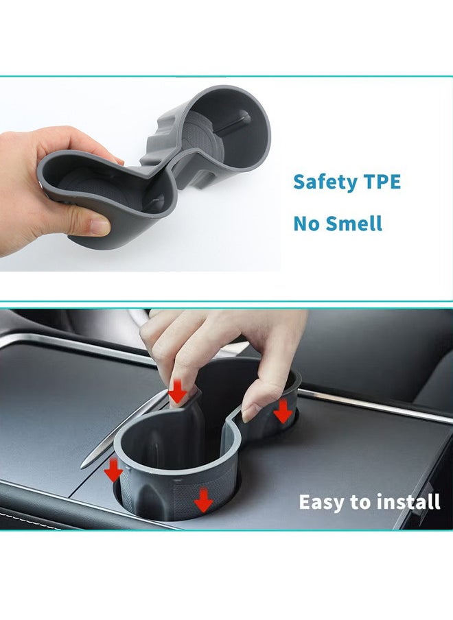 Depend - Center Console Cup Holder Insert Compatible With Tesla Model 3 / Y Accessories Only Fit New Console (Gray) - Image 1