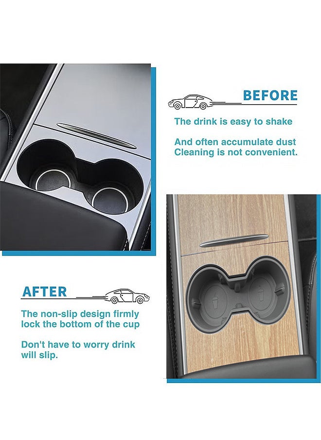 Depend - Center Console Cup Holder Insert Compatible With Tesla Model 3 / Y Accessories Only Fit New Console (Gray) - Image 1