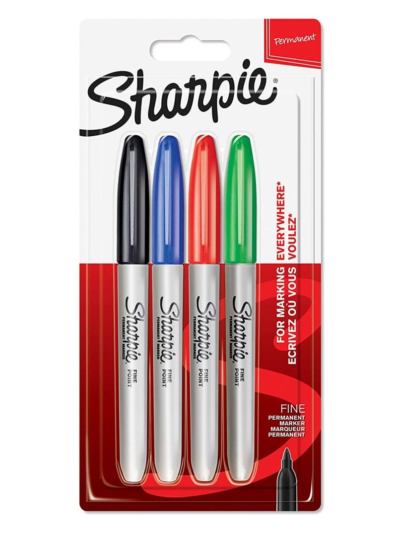 Sharpie Sharpie 4-Piece Fine Tip Permanent Markers Set Multicolour 