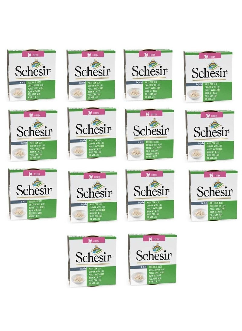 Schesir 14 قطعة طعام رطب للقطط - شرائح دجاج مع الصبار 85 جرام - Image 2