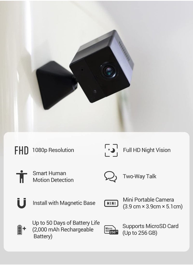 Camera - Mini Wireless Indoor Security Camera 1080P Baby Monitor Night Vision Battery Powered Human Motion Detection Two Way Audio Magnetic Base Easy Installation Cloud SD card Storage BC14 - Image 1