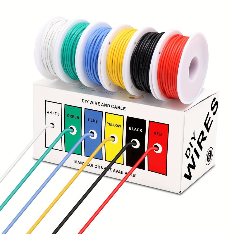 26 AWG Flexible Stranded Tinned Copper Wire 6 Color Box 2362.2 Inch 36V Low Voltage Wire Kit for DIY Automotive Home Electric Models Battery Wiring - Image 4