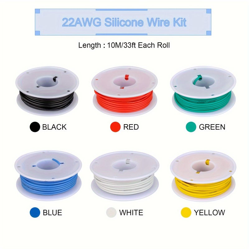 26 AWG Flexible Stranded Tinned Copper Wire 6 Color Box 2362.2 Inch 36V Low Voltage Wire Kit for DIY Automotive Home Electric Models Battery Wiring - Image 1