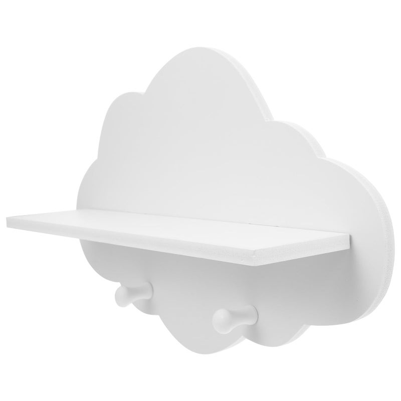 White Floating Shelf Wooden Wall Mounted Cloud Shape Storage Rack for Kitchen Bedroom - Image 2