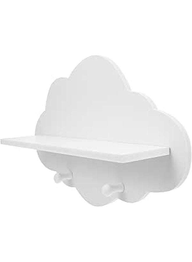 White Floating Shelf Wooden Wall Mounted Cloud Shape Storage Rack for Kitchen Bedroom - Image 1