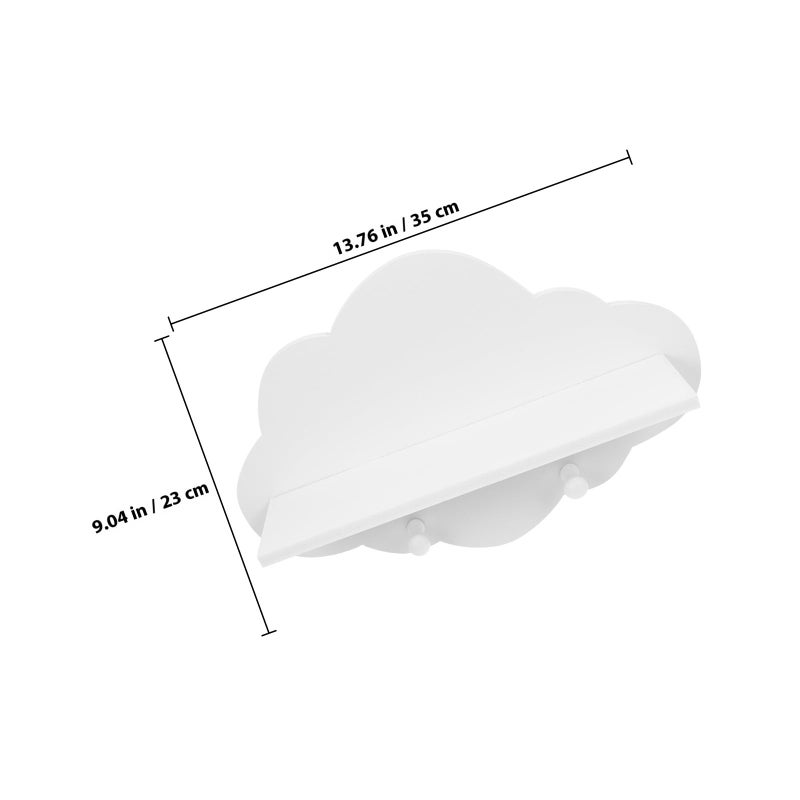 White Floating Shelf Wooden Wall Mounted Cloud Shape Storage Rack for Kitchen Bedroom - Image 4