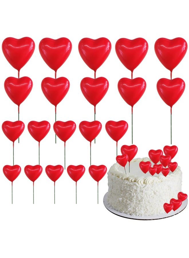 BEISHIDA 20 PCS Red Heart Cake Toppers 3D Heart Cake Toppers Foam Toppers Cake Decoration Happy Birthday Cake DIY Cake Insert for Baking Birthday Anniversary Wedding Baby Shower Valentine's Day - Image 1