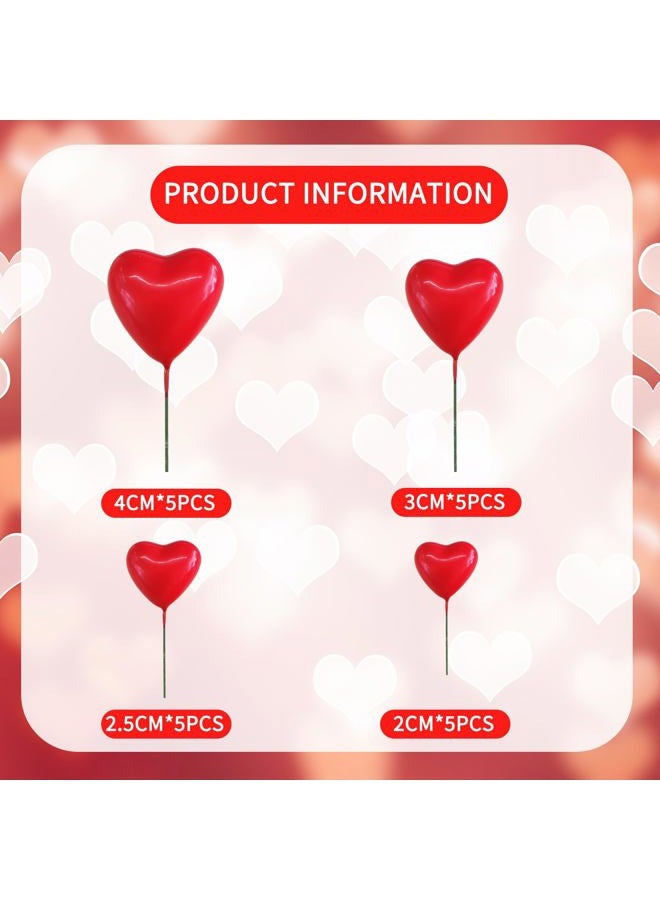 BEISHIDA 20 PCS Red Heart Cake Toppers 3D Heart Cake Toppers Foam Toppers Cake Decoration Happy Birthday Cake DIY Cake Insert for Baking Birthday Anniversary Wedding Baby Shower Valentine's Day - Image 2
