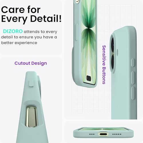 DIZORO Magnetic for iPhone 16 Case, Compatible with MagSafe, Integrated Silicone Camera Control Cover, Thicken Shockproof Drop Protection Phone Case for 16,Mint Green - Image 3