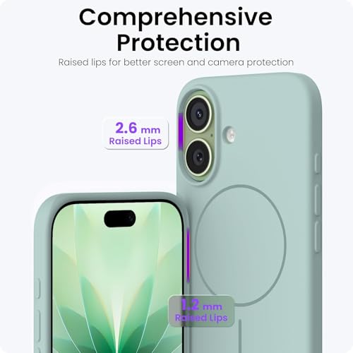 DIZORO Magnetic for iPhone 16 Case, Compatible with MagSafe, Integrated Silicone Camera Control Cover, Thicken Shockproof Drop Protection Phone Case for 16,Mint Green - Image 5