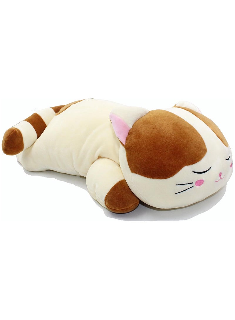 DANIM Sleeping Cat Hugging Pillow Stuffed Animals Plush Soft Toy Cute Sleeping Cat Plush Pillow Soft and Cuddly Stuffed Animal Toy for Kids and Adults Brown 23.5 - Image 1