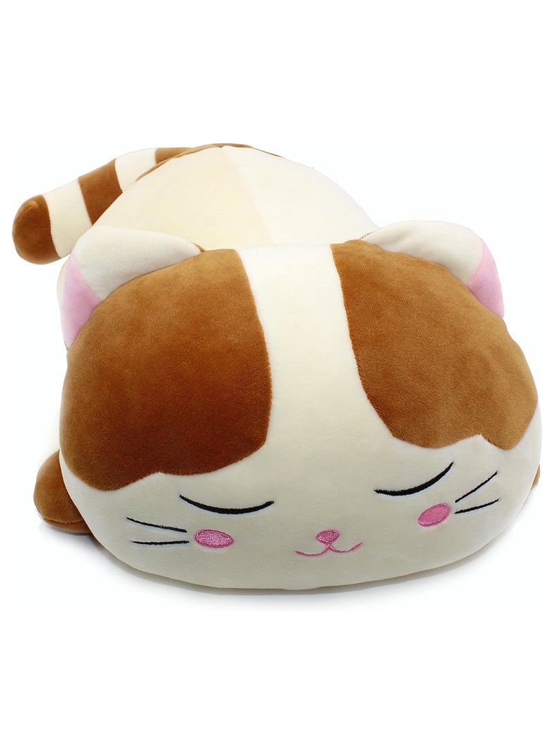 DANIM Sleeping Cat Hugging Pillow Stuffed Animals Plush Soft Toy Cute Sleeping Cat Plush Pillow Soft and Cuddly Stuffed Animal Toy for Kids and Adults Brown 23.5 - Image 3