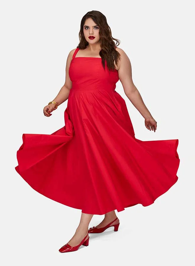 فيرجيو VIRGIO 100% Cotton Fit & Flare Dress With Bow