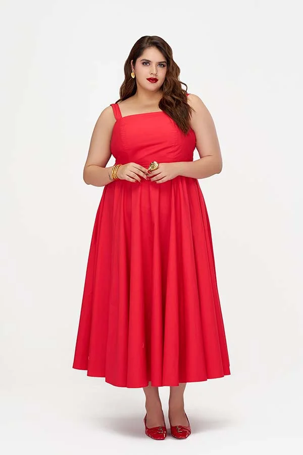 فيرجيو VIRGIO 100% Cotton Fit & Flare Dress With Bow