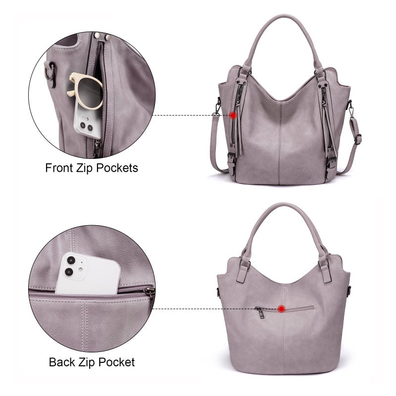 Realer Tote Bag for Women PU Leather Shoulder Bags Fashion Hobo Bags Large Purse and Handbags with Adjustable Shoulder Strap - Image 3