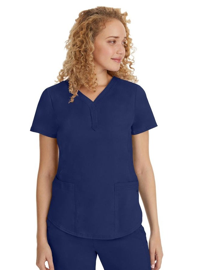 Healing Hands Purple Label Scrubs Women's Jane V-Neck 2 Pocket Top, Navy, L - Image 2